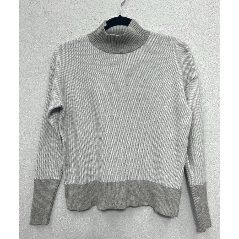 Rachel Zoe Women's Mock Neck Sweater Size XS Gray White Viscose Soft Stretchy